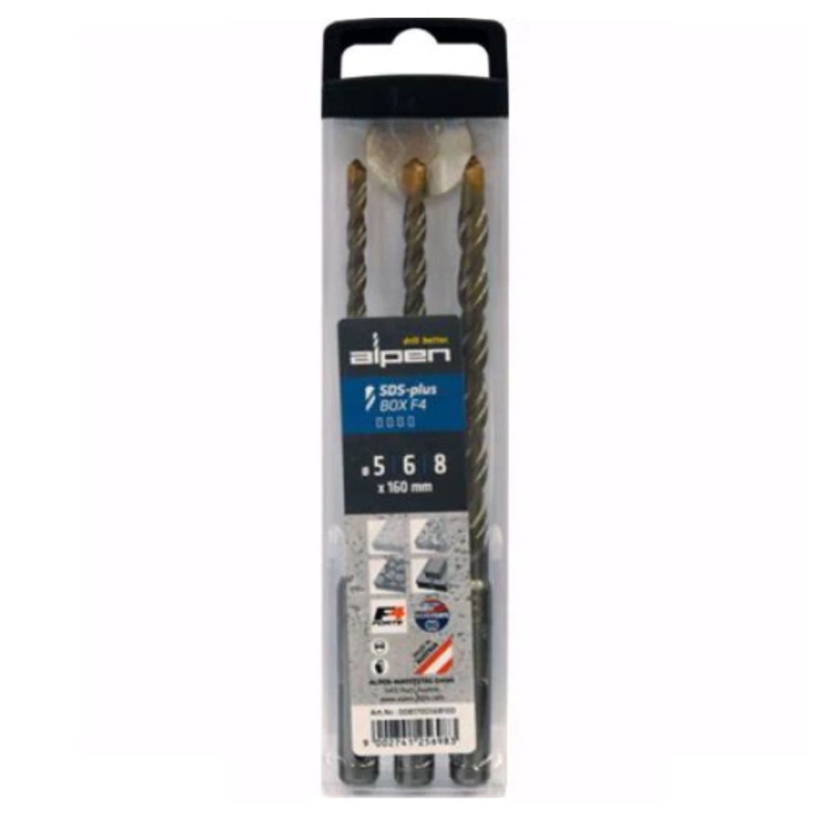 ALPEN - Set 3 Brocas Concreto SDS Plus 5 , 6 , 8 mm x 160 mm F4