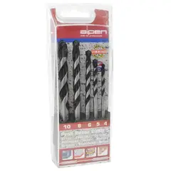 ALPEN - Set 5 Brocas Hormigon. Piedra. Mármol 4 , 5 , 6 , 8 , 10 mm Profi Beton