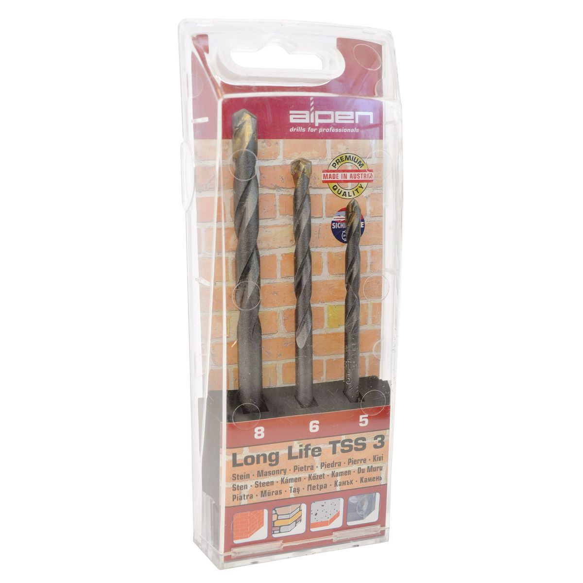 ALPEN - Set 3 Brocas Piedra 5,6,8 mm Long Life