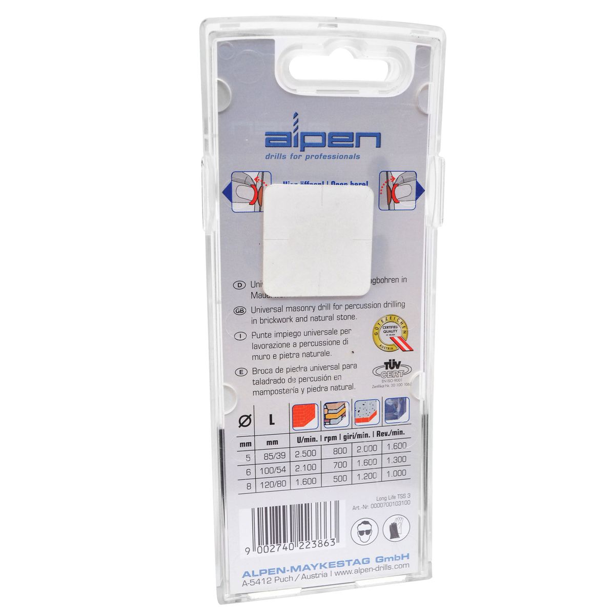 ALPEN - Set 3 Brocas Piedra 5,6,8 mm Long Life