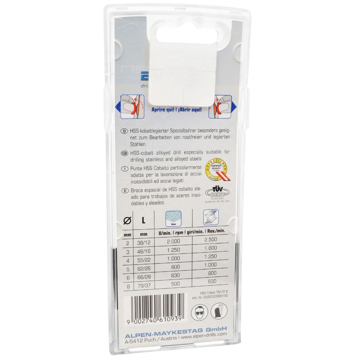 ALPEN - Set Brocas 6 Inox HSS PZ Cobalt Tm PZ6