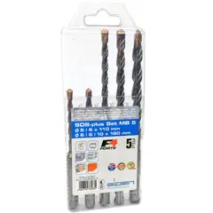 ALPEN - Set 5 Brocas Hormigón 5 , 6 x2 , 8 ,10 mm SDS Plus F4 Forte