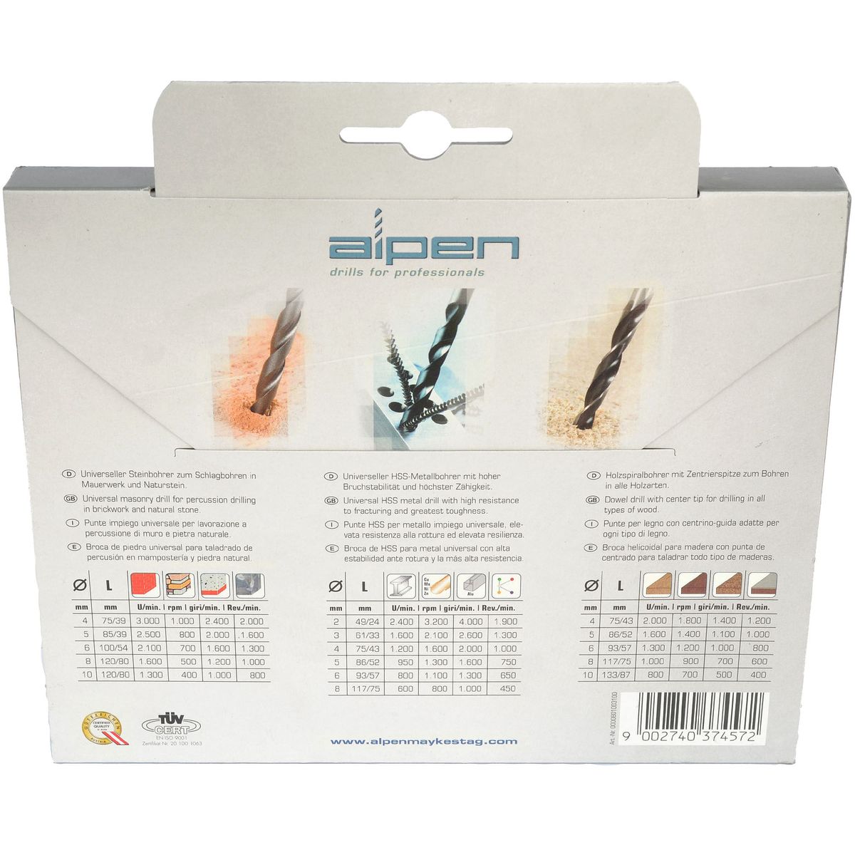 ALPEN - Set Brocas 16 Madera / Metal / Muro TM5 / TM6 / TSS5