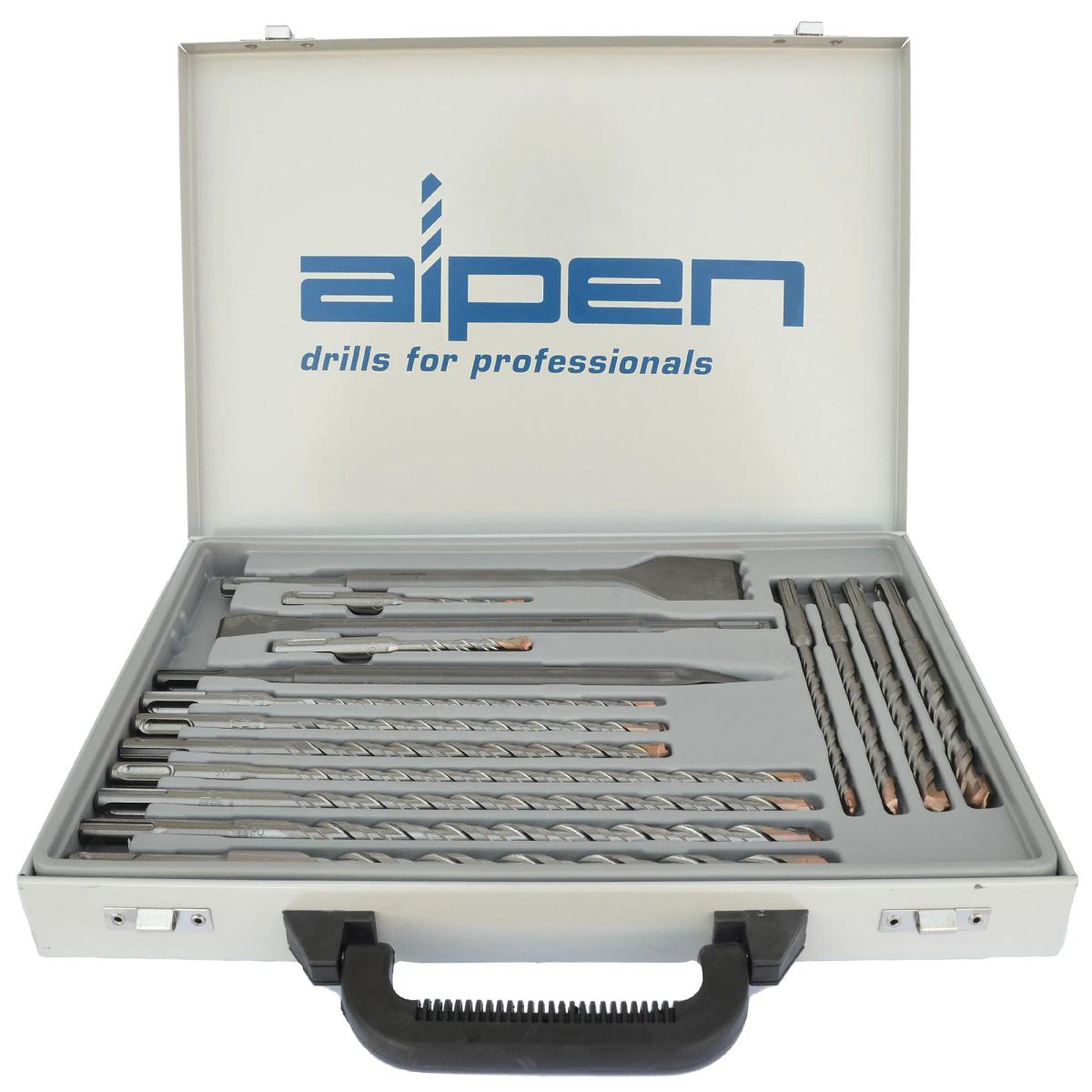 ALPEN - Set 16 Piezas de Brocas. Puntos y Cinceles SDS Plus Hormigón F4 Forte