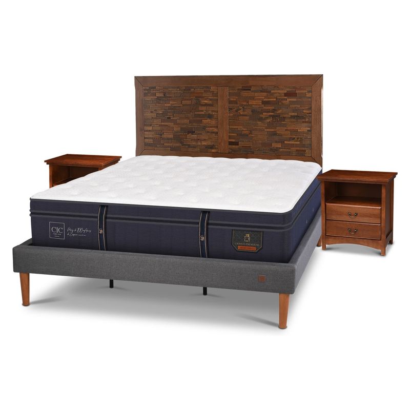 CIC - Cama Europea Curve Grand Premium King 180X220Cm + Muebles Antique Cic