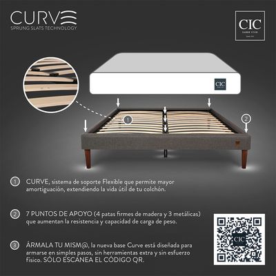 Imagen 2 del producto Cama Europea Curve Lux 2 Plazas X 2.20Mt Base Normal