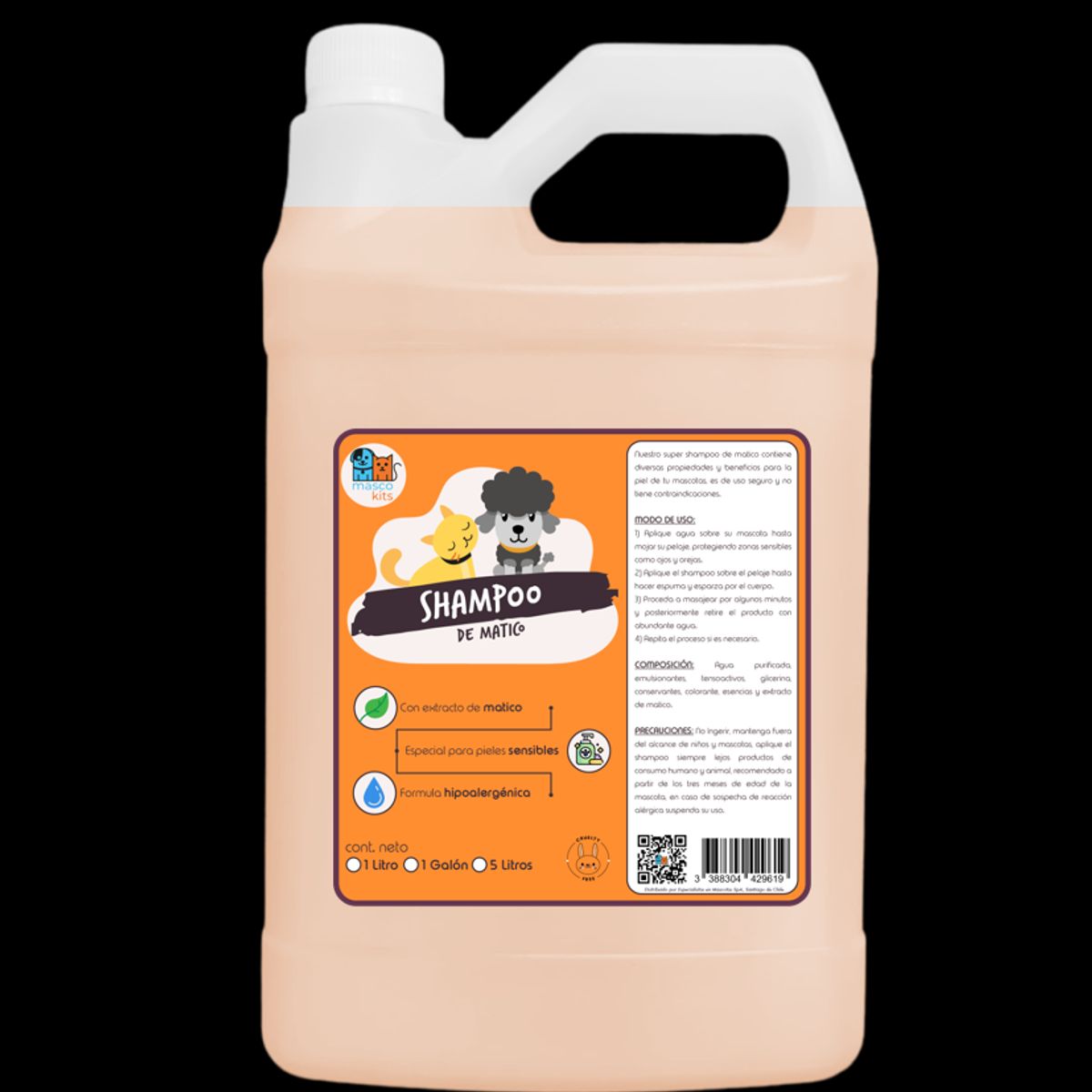 MASCOKITS - Shampoo De Matico Orgánico 1 Galón Mascotas - Perros