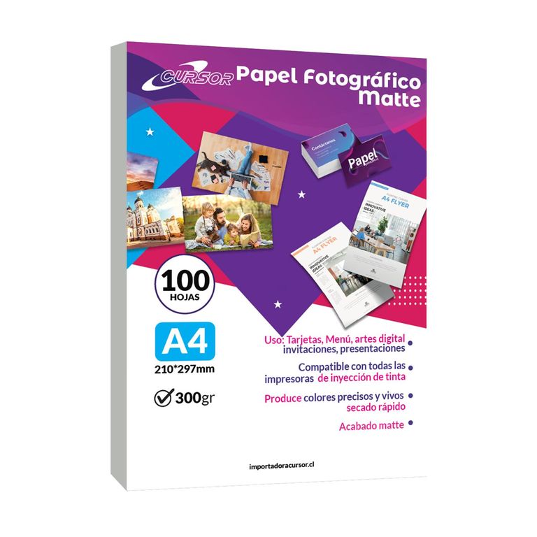 Papel Fotografico Matte A4 300gr 100Hojas - Blanco