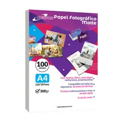 CURSOR - Papel Fotográfico Matte A4 300gr 100Hojas - Blanco