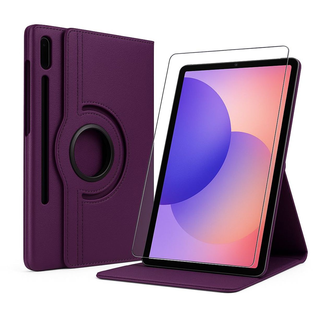GENERICO - Carcasa Funda Giratoria Para Tablet Samsung S10 Fe 10.9 Morado + Vidrio