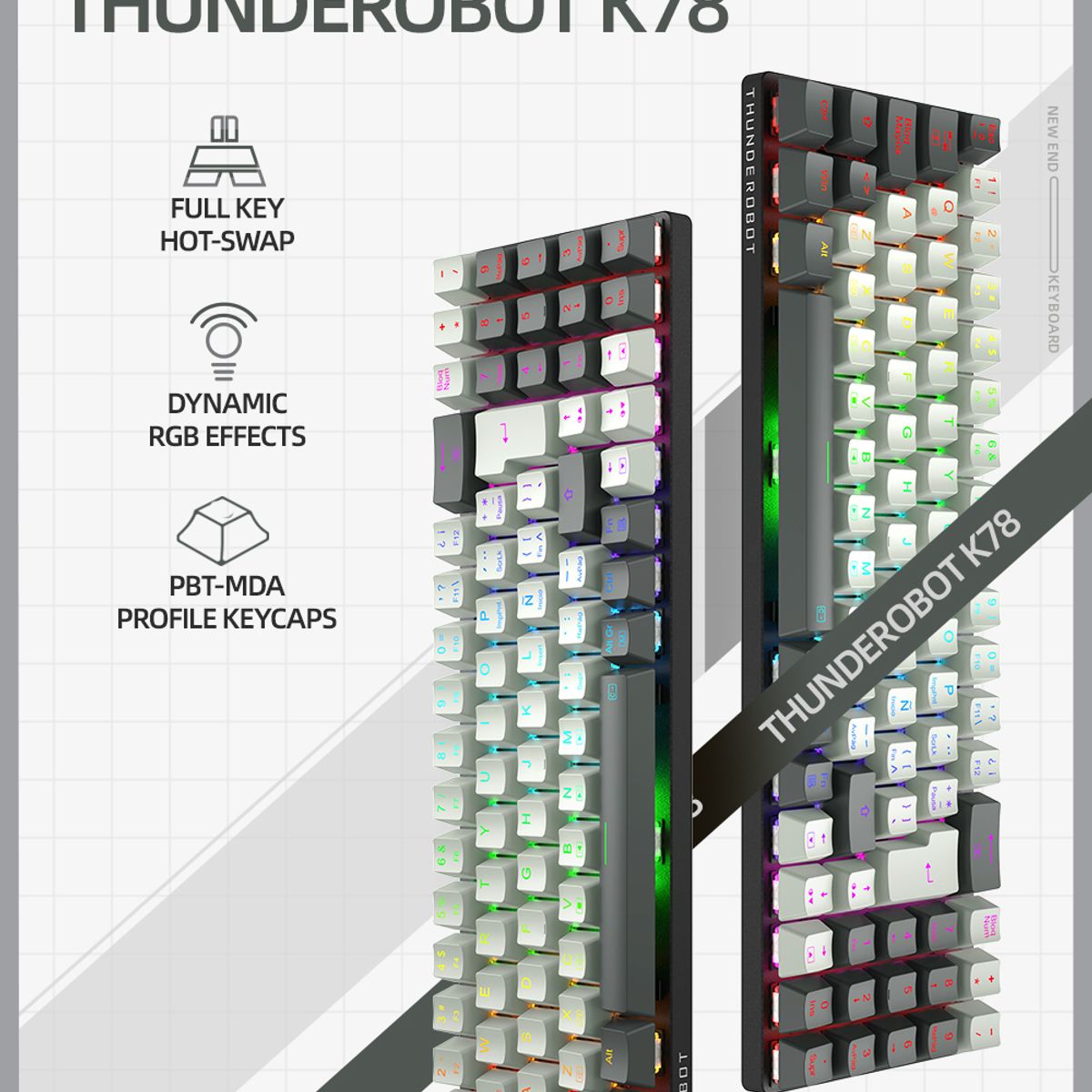 THUNDEROBOT - Teclado Mecánico Gamer Wired Thunderobot K78 Rgb Switich Borwn