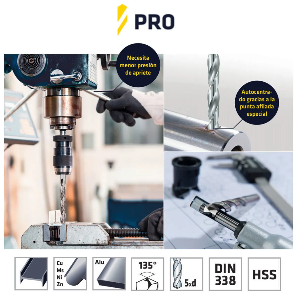 Broca Acero 9.5 mm Largo 125 mm HSS Pro, marca ALPEN - Foto 2