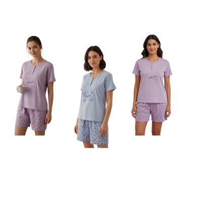 Imagen 1 del producto Pack 3 Pijamas Mujer Manga Corta Algodón