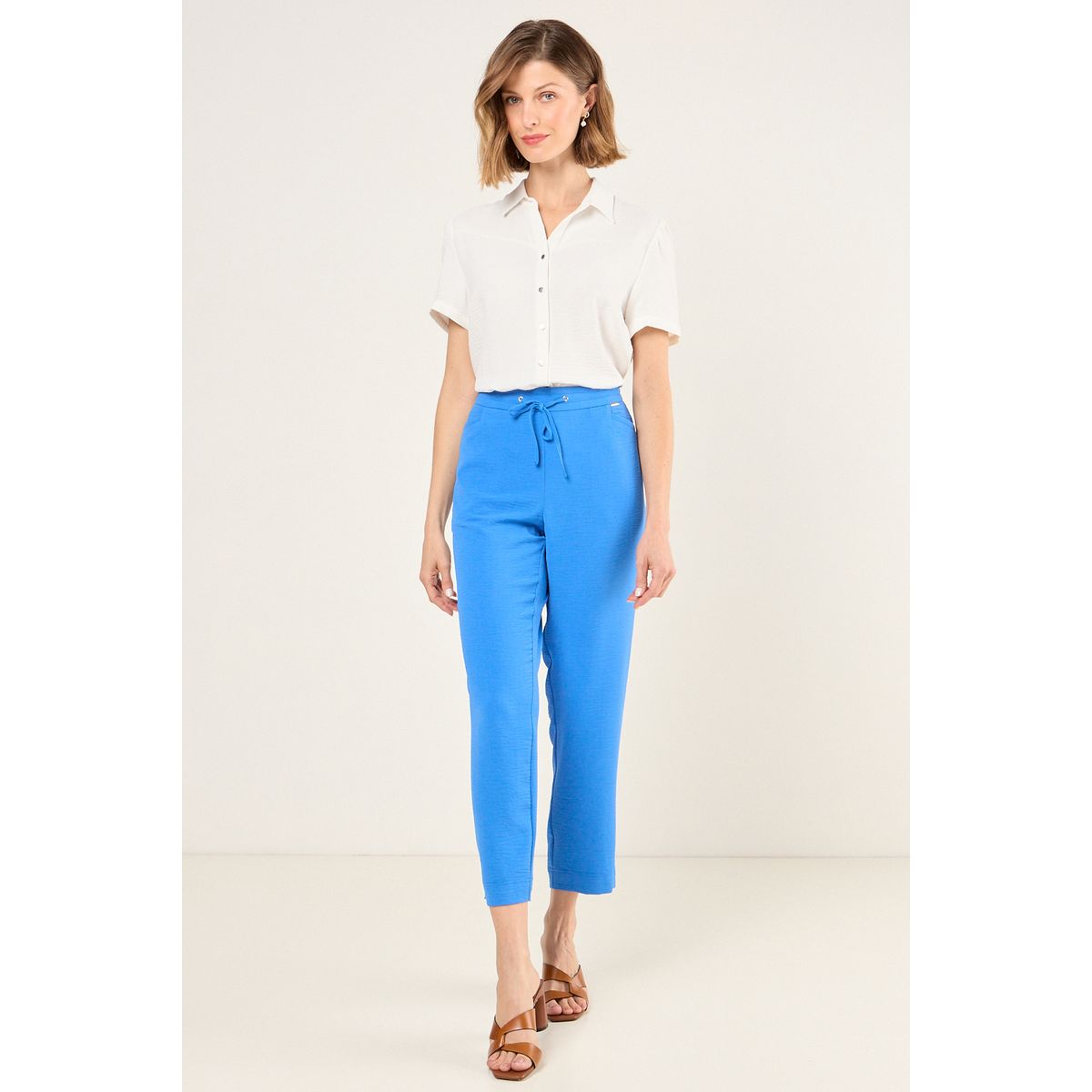 MA GRIFFE - Pantalon Liso Mujer Azul Magriffe