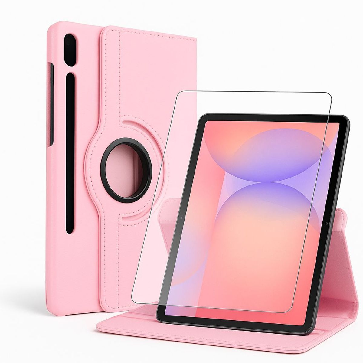 GENERICO - Carcasa Funda Giratoria Para Tablet Samsung S10 Lite Rosado + Vidrio