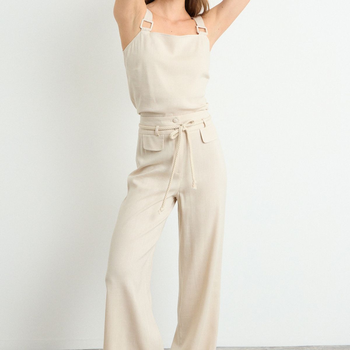 IO - Pantalon Liso Mujer Beige Io