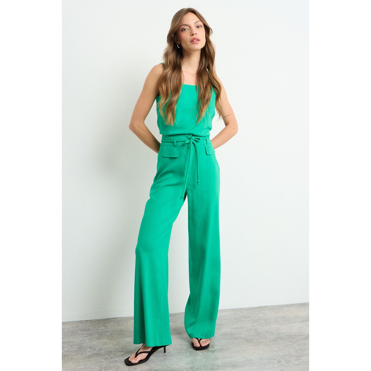 IO - Pantalon Liso Mujer Verde Oliva Io