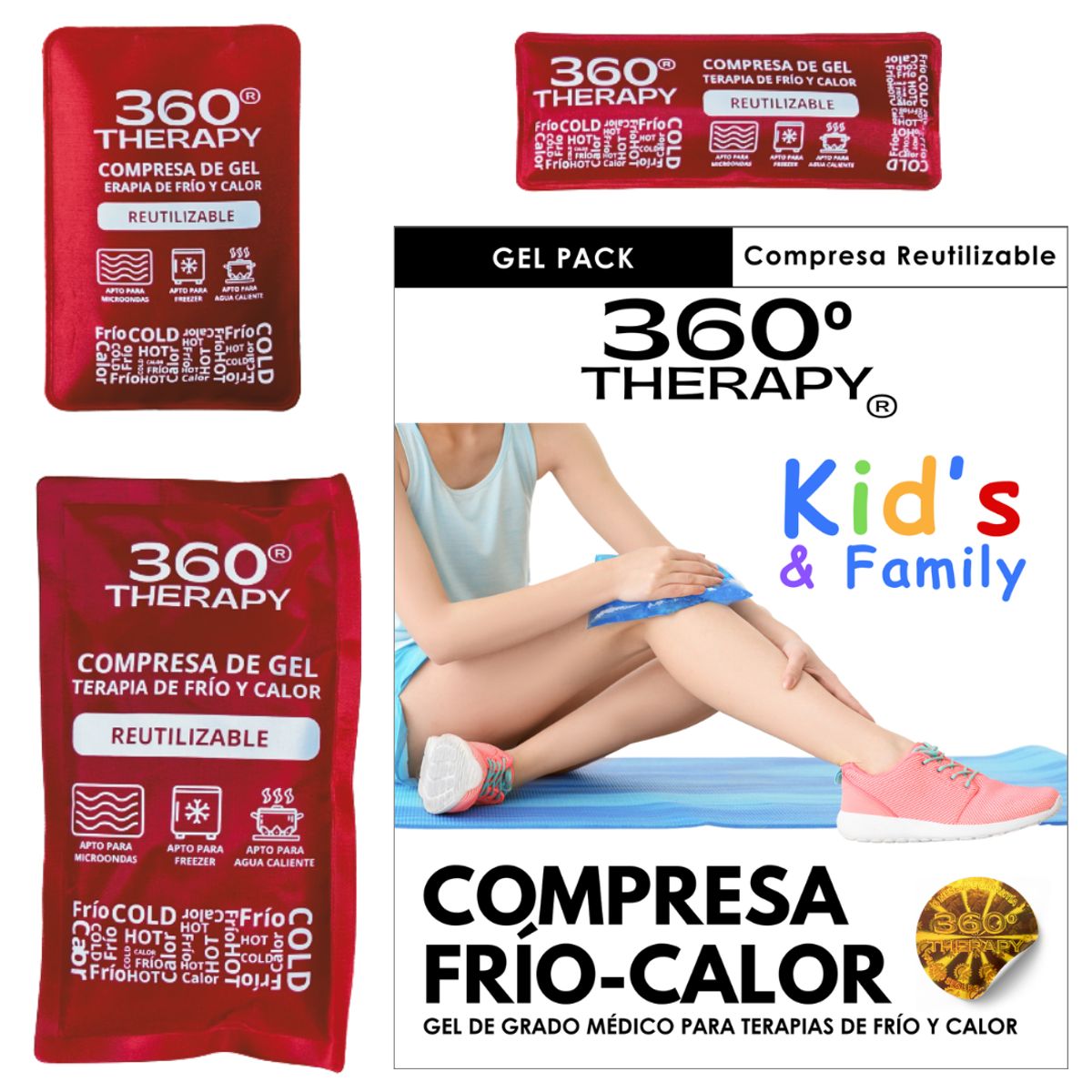 360 THERAPY - 3 Gel Packs Frío/Calor Kid's & Family