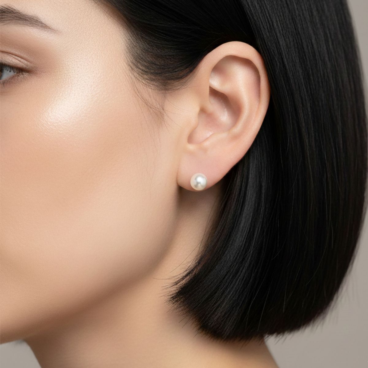 JIREH JOYAS - Aros Perla Cultivada Casquillo 4mm N2 Oro 18K Atornillados 0.90gr Mujer Elegantes