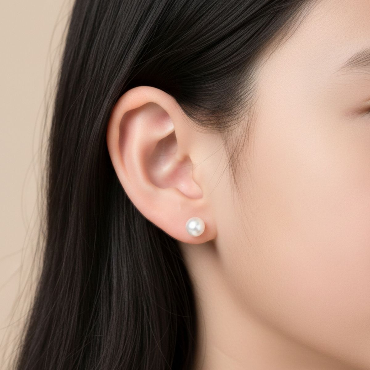 JIREH JOYAS - Aros Perla Cultivada Casquillo 5mm N3 Oro 18K Atornillados 1.40gr Mujer Elegantes