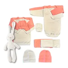 BABY - Pack Regalo Bebé - Doble Ajuar 0 a 3 Meses - 10 Piezas - Algodón con Peluche de Apego