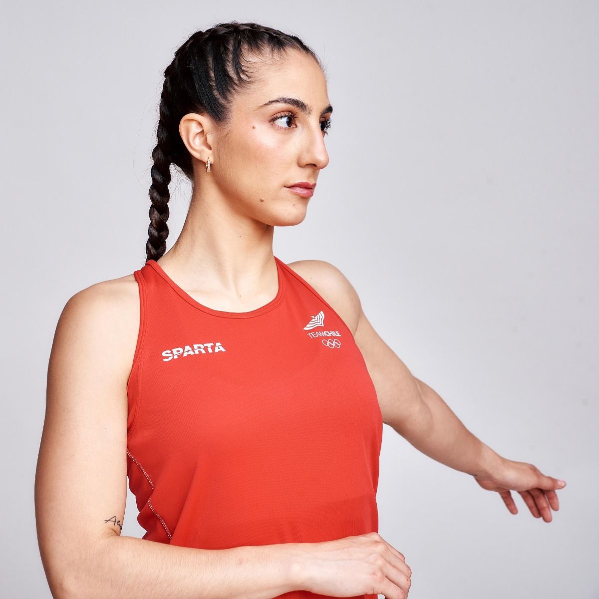 SPARTA - Polera Sin Mangas Entrenamiento Mujer Sparta Team Chile Roja