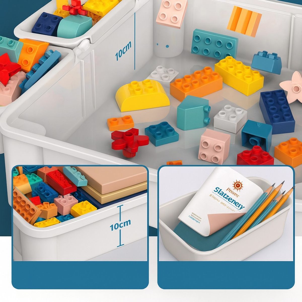 GENERICO - Mesa Multifuncional Infantil 142 piezas Centro de Construcción, Arena Mágica y Puzzle Educativo