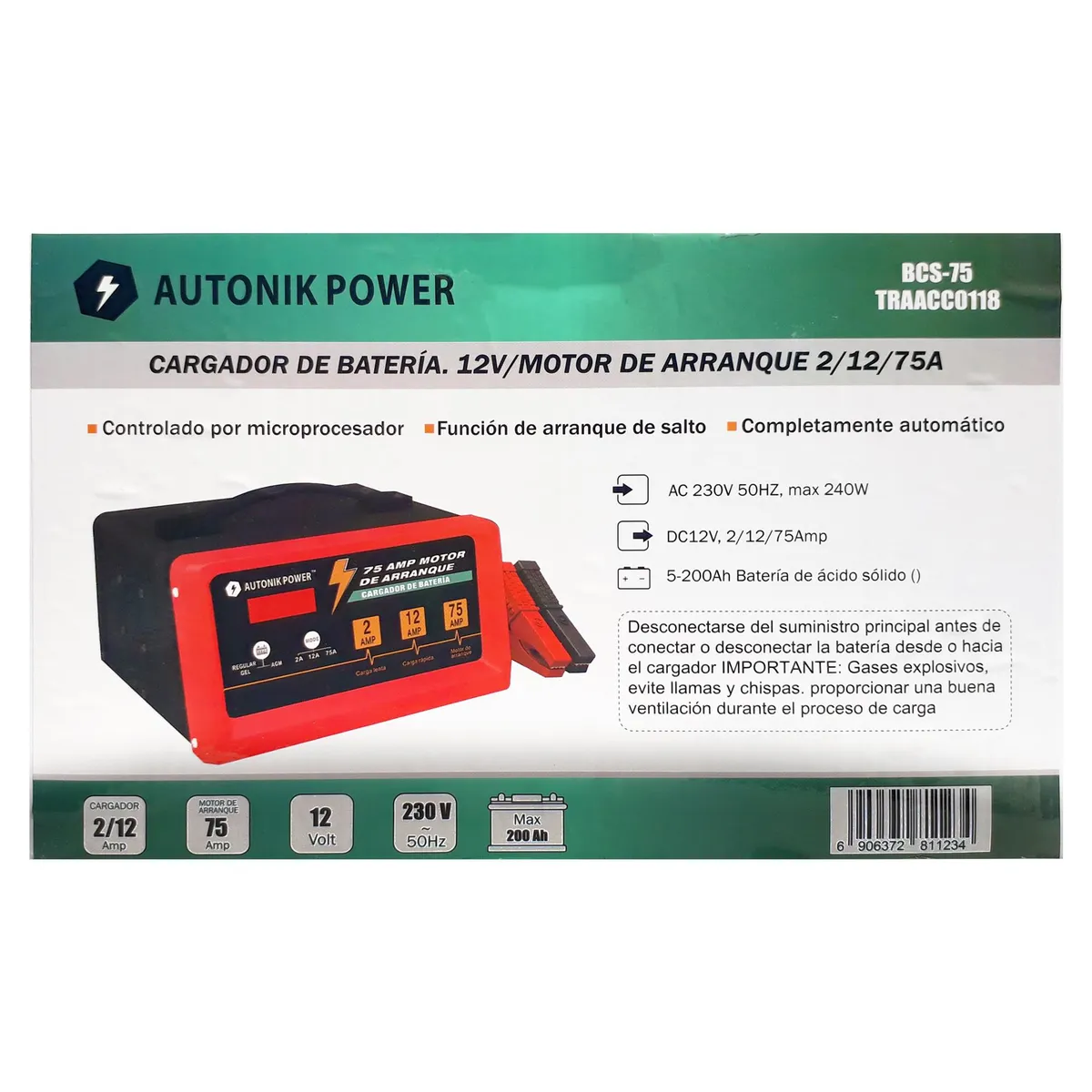 AUTONIK POWER - Cargador Batería 12v