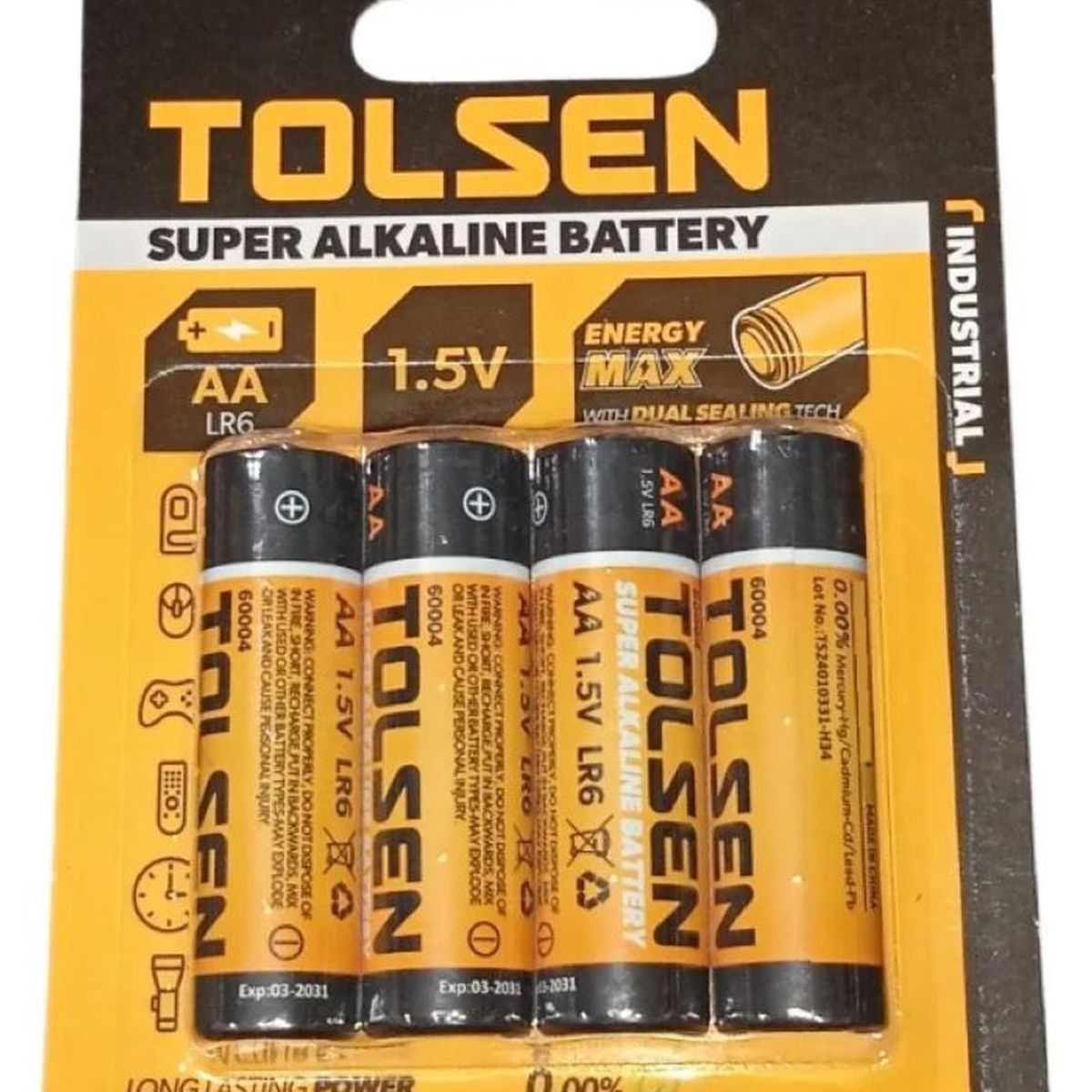 TOLSEN - Pilas alcalinas AA 1.5V pack 4 unidades 60004 TOLSEN