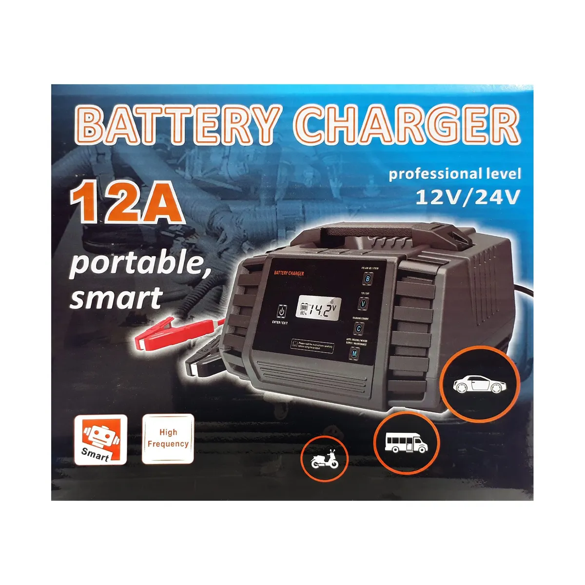 SMART - Cargador Batería Inteligente 12v-24v 12a