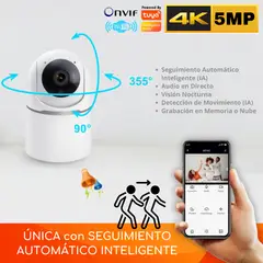 D MOTICA - Cámara Seguridad Wifi Inteligente 4k 5mp Audio Motorizada Auto Tracking