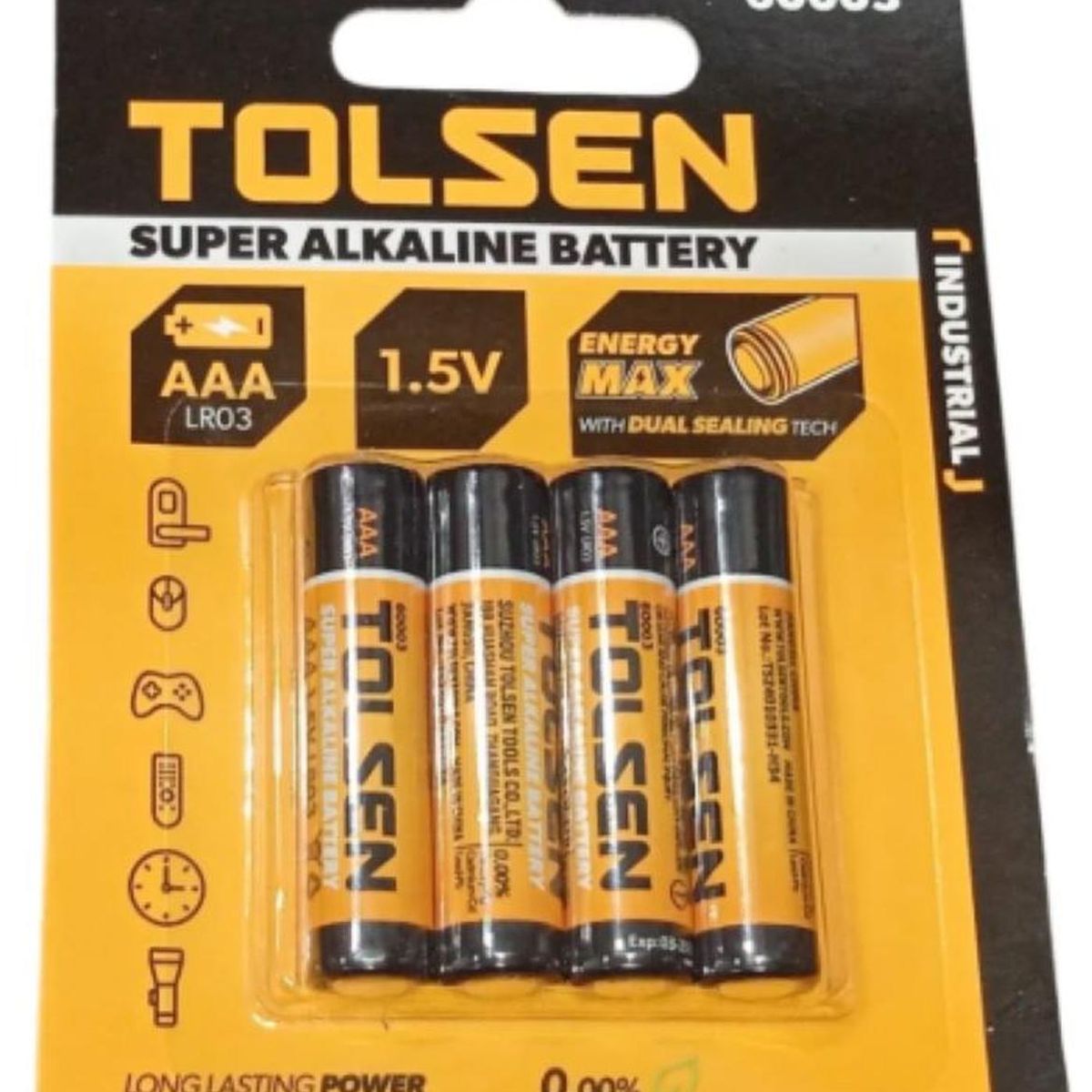 TOLSEN - Pilas alcalinas AAA 1.5V pack 4 unidades 60003 TOLSEN