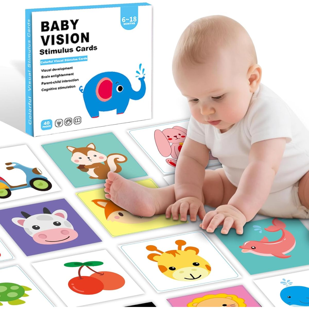 GENERICO - Tarjetas De Estimulación Visual Didáctico Bebés 6 A 18 Meses