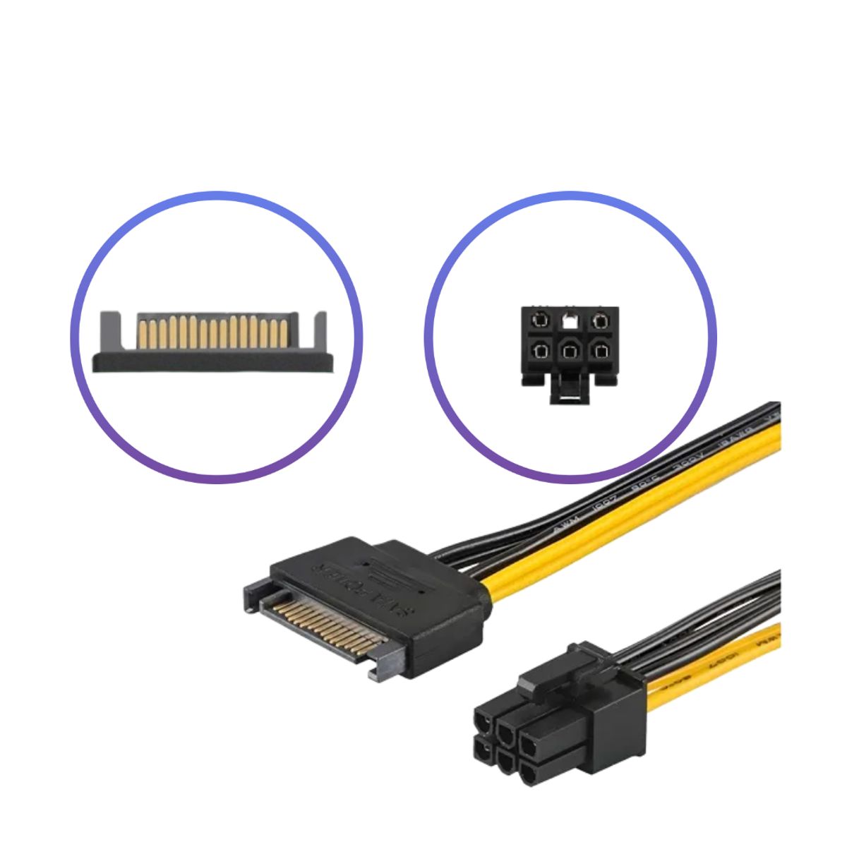 GENERICO - Cable Adaptador SATA 15 Pin a PCI-E 6 Pin 20cm Para Tarjeta de Video