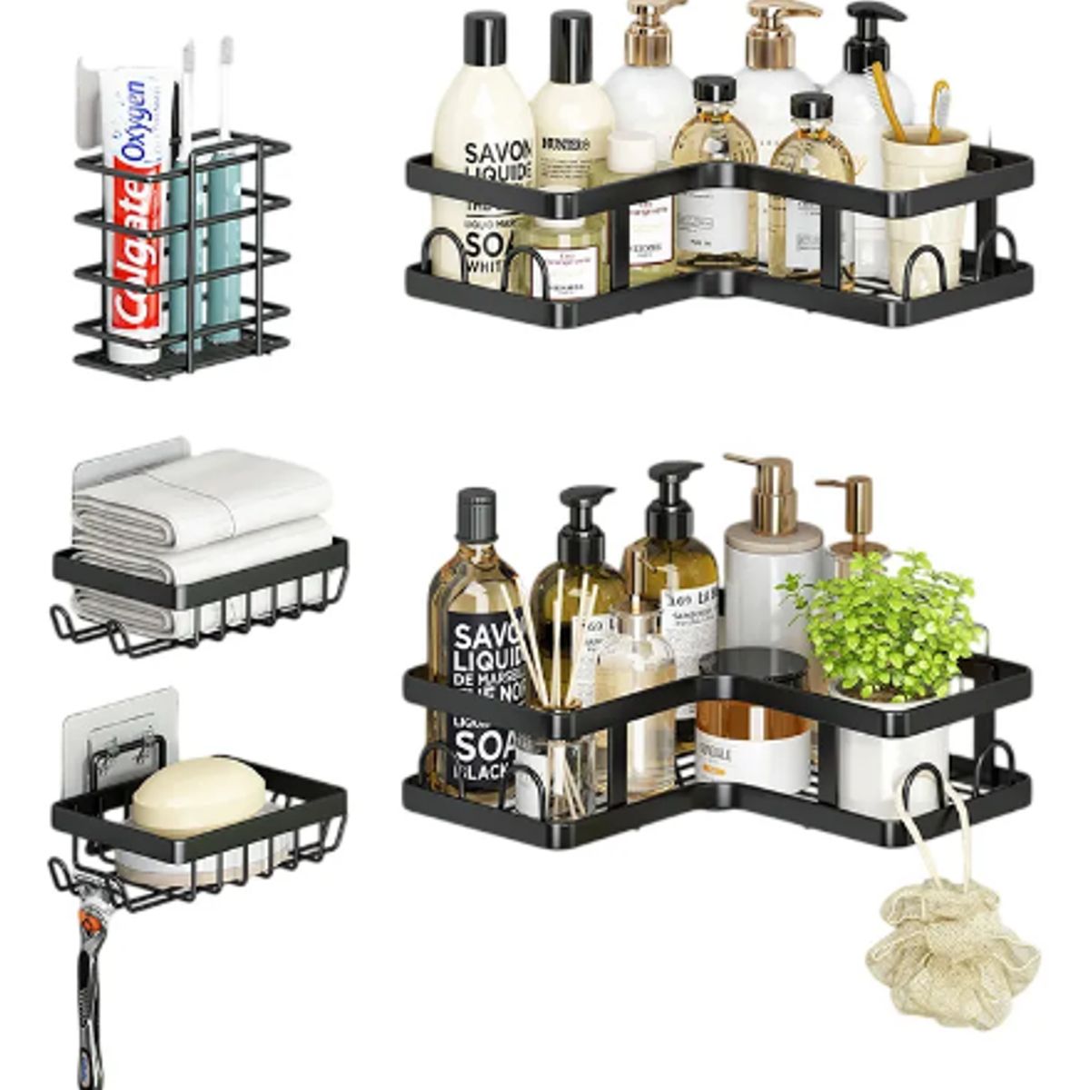 GENERICO - Organizador De Pared Para Ducha Repisas Aéreas 5 Pcs