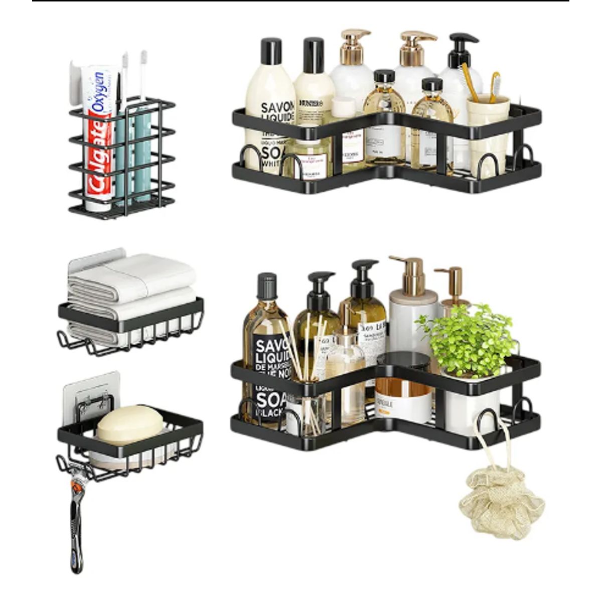 GENERICO - Organizador De Pared Para Ducha Repisas Aéreas 5 Pcs
