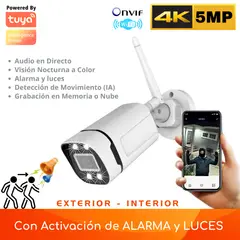 D MOTICA - Cámara Seguridad Wifi Inteligente 4k 5mp con Audio y Detección de Movimiento