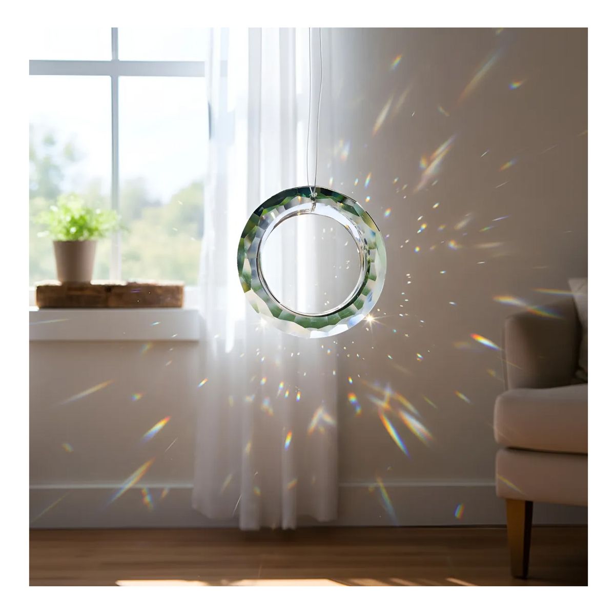 GENERICO - Prisma Anillo de Cristal: Creador de Arcoíris y Armonía - 5 cm de Pura Luz