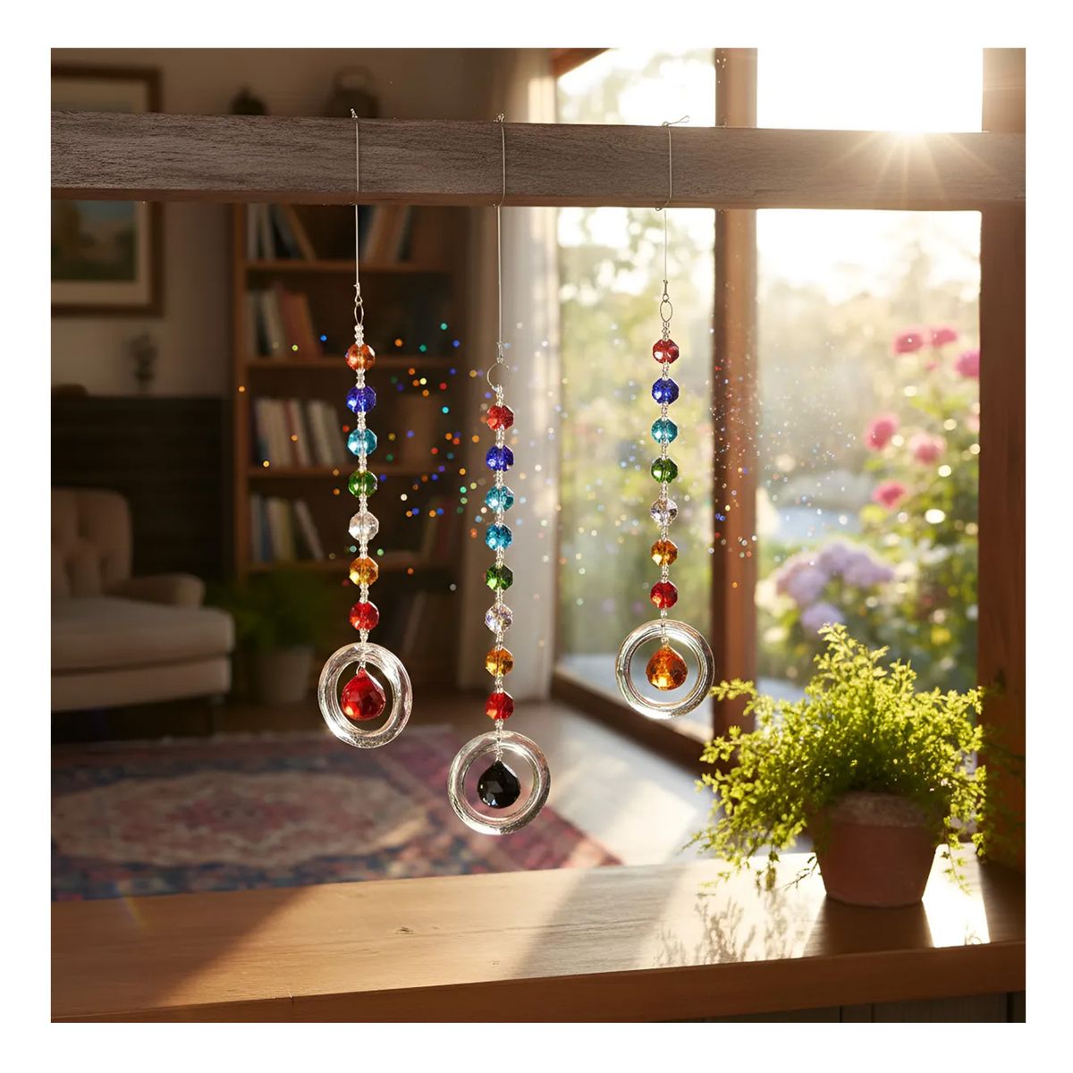 GENERICO - Prisma Anillo de Cristal: Creador de Arcoíris y Armonía - 5 cm de Pura Luz