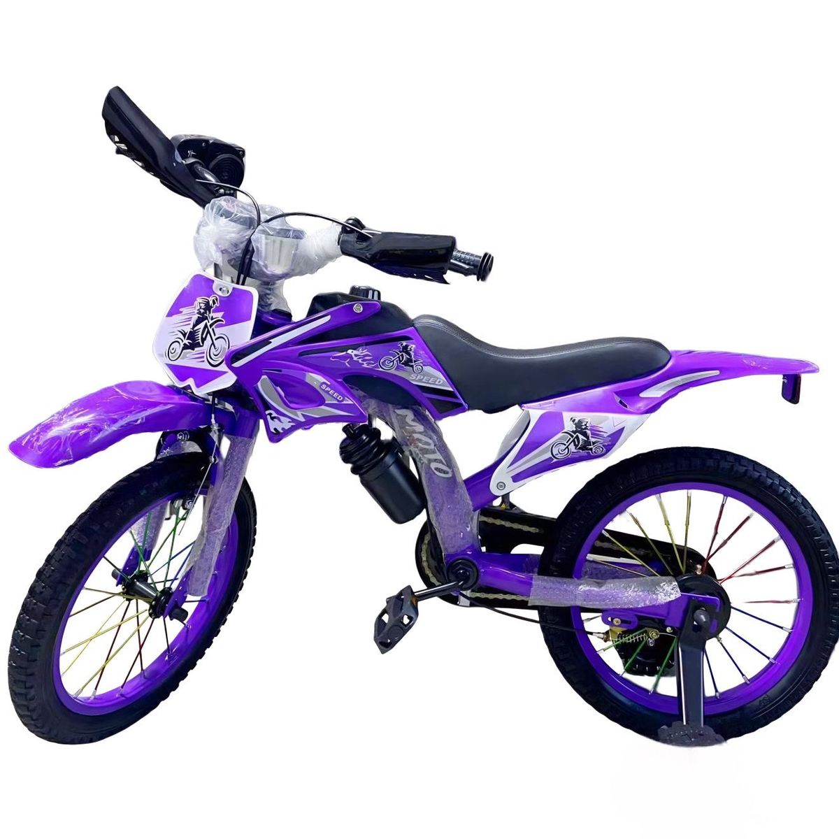 GENERICO - Bicimoto Infantil Bicicleta Aro 16 Sonido Como Motor Morado