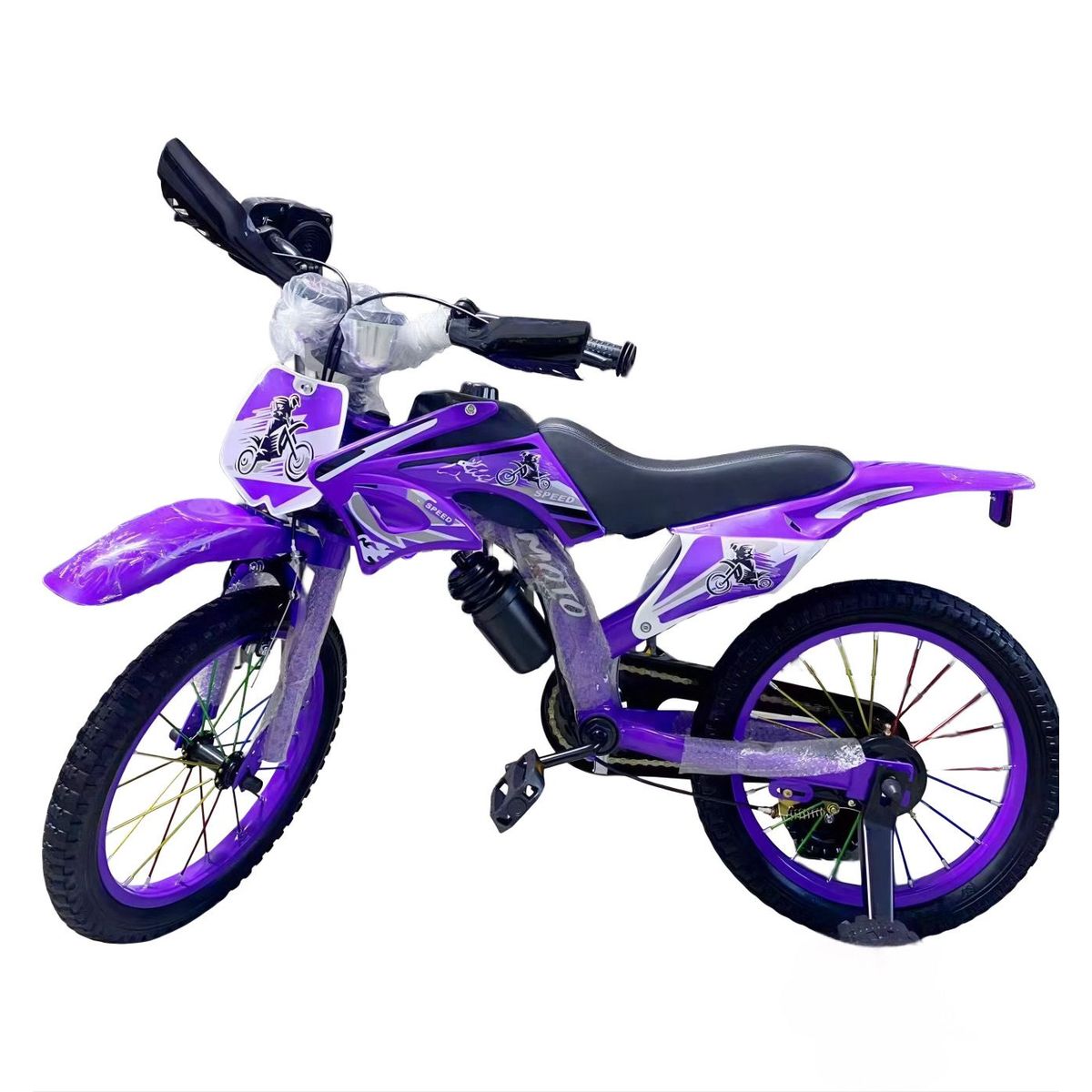 GENERICO - Bicimoto Infantil Bicicleta Aro 16 Sonido Como Motor Morado