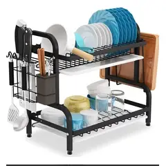 GENERICO - Escurridor de Platos 2 Niveles en Acero Negro