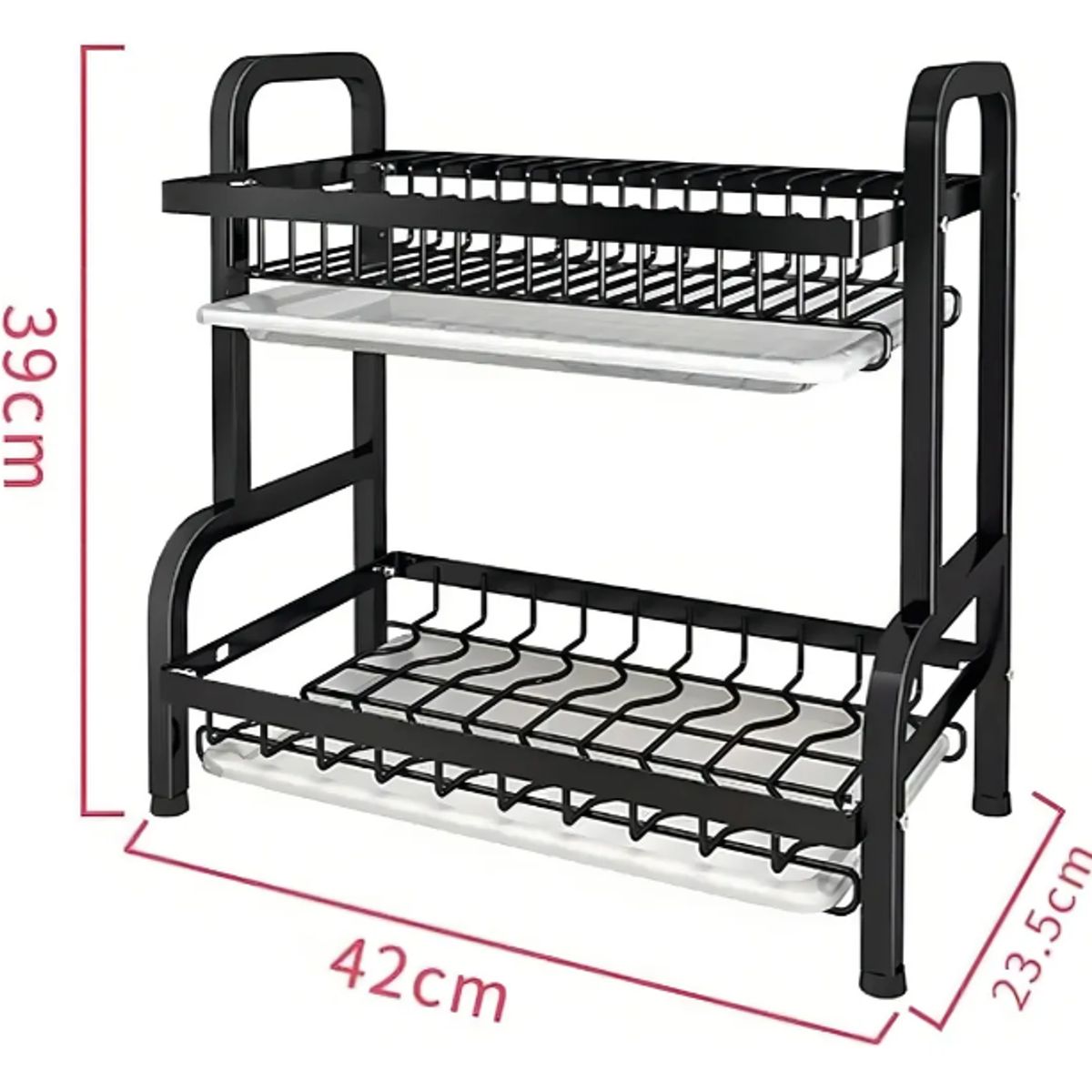 GENERICO - Escurridor de Platos 2 Niveles en Acero Negro