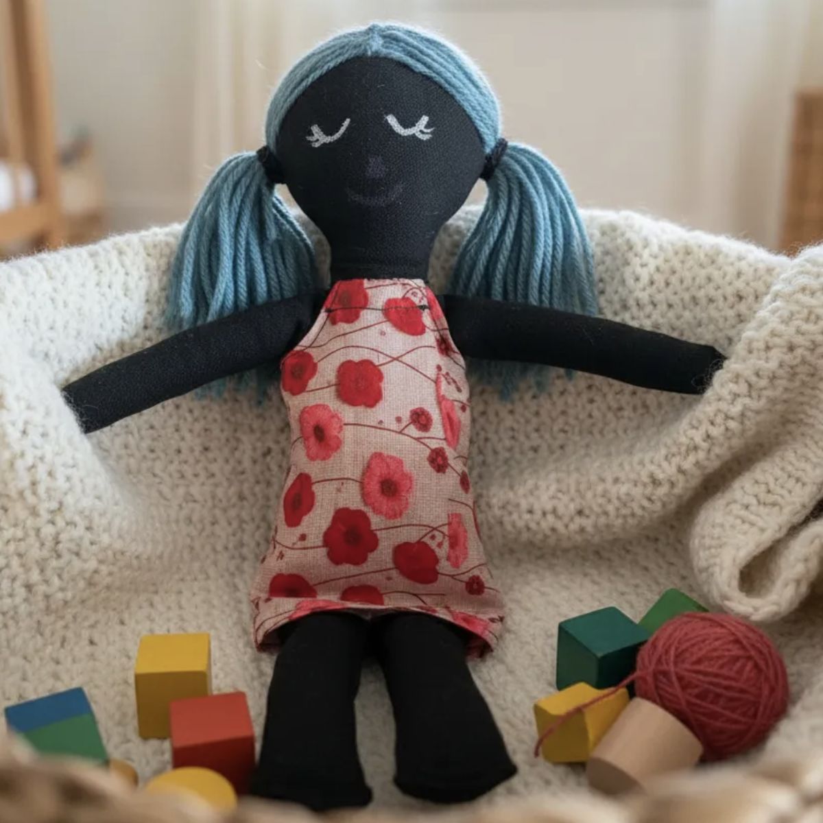 HAOKIDS - Mi primera muñeca color María Waldorf-Montessori Inclusión lona relleno antialérgico pintada a mano