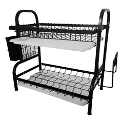 GENERICO - Escurridor de Platos 2 Niveles en Acero Negro