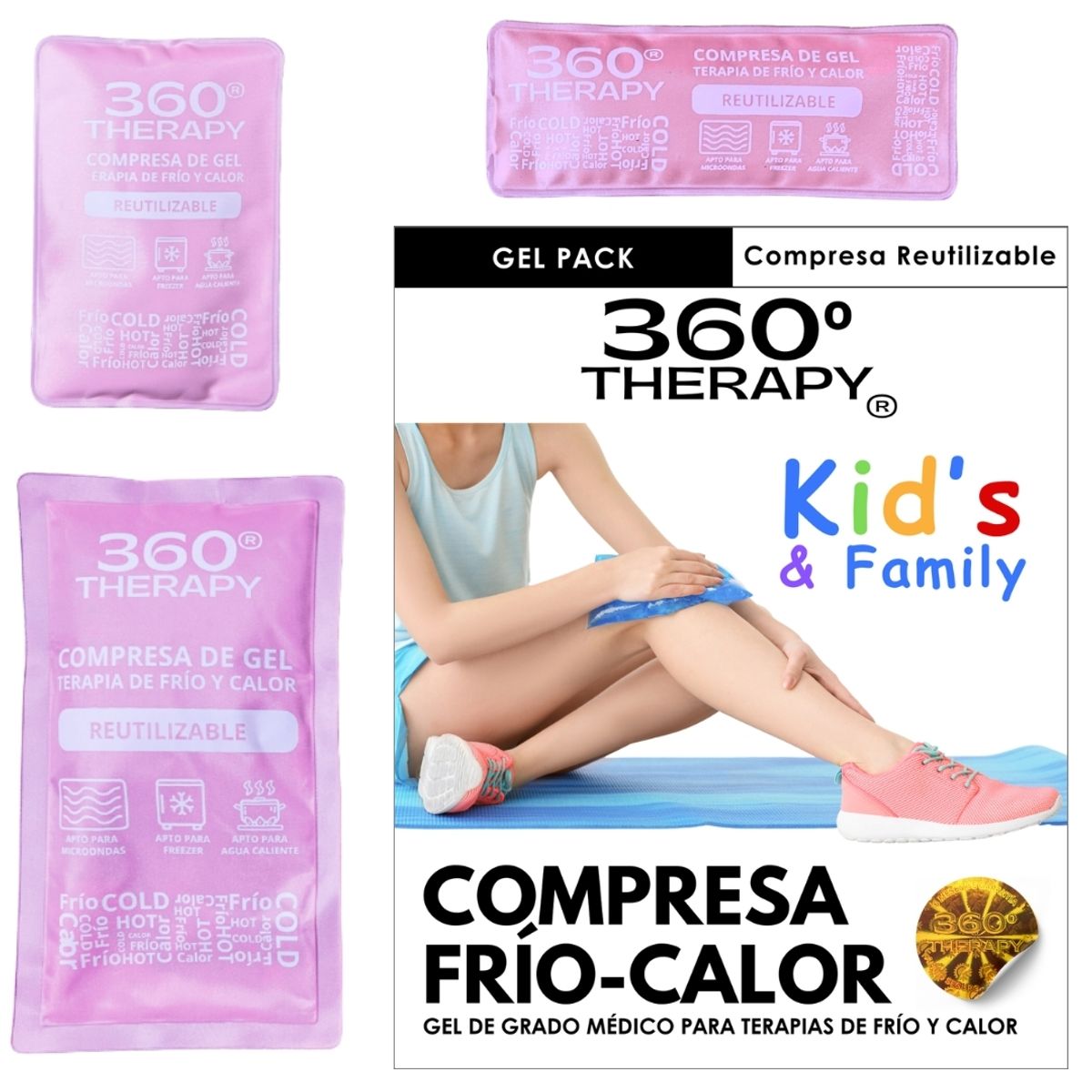 360 THERAPY - 3 Gel Packs Frío/Calor Kid's & Family
