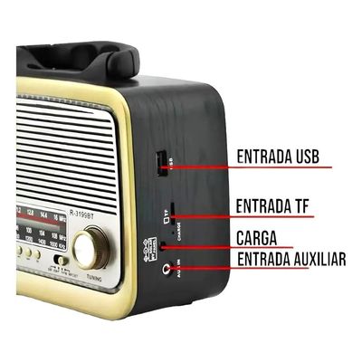 Imagen 2 del producto Radio Vintage Portatil Recargable AMFM con USB y SD