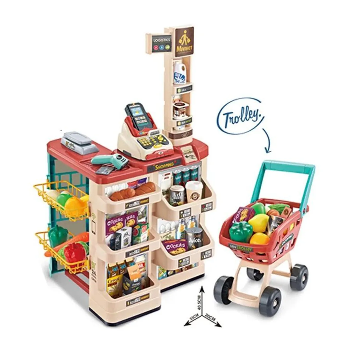 GENERICO - MINIMARKET SUPERMERCADO TIENDA CON CARRITO 48PZS