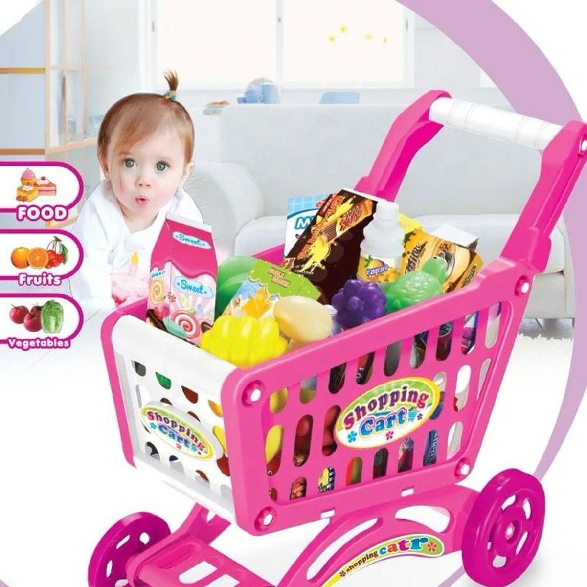 GENERICO - CARRITO SUPERMERCADO COMPRAS PARA NIÑAS JUGUETE