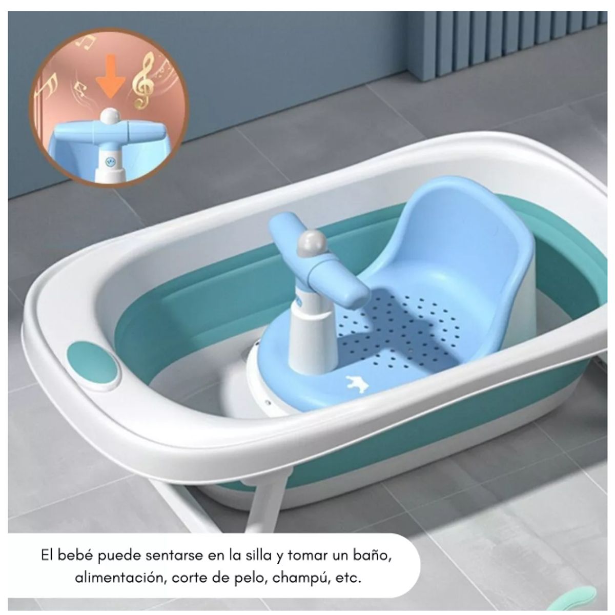 GENERICO - Silla De Ducha Plegable Para Bañera Bebe celeste